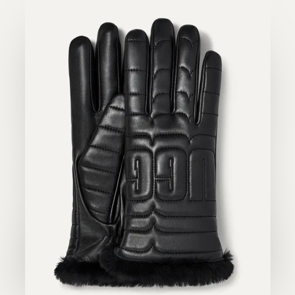 UGG Accessories - UGG Leather Quilted Logo Tech Glove in Black Size Small